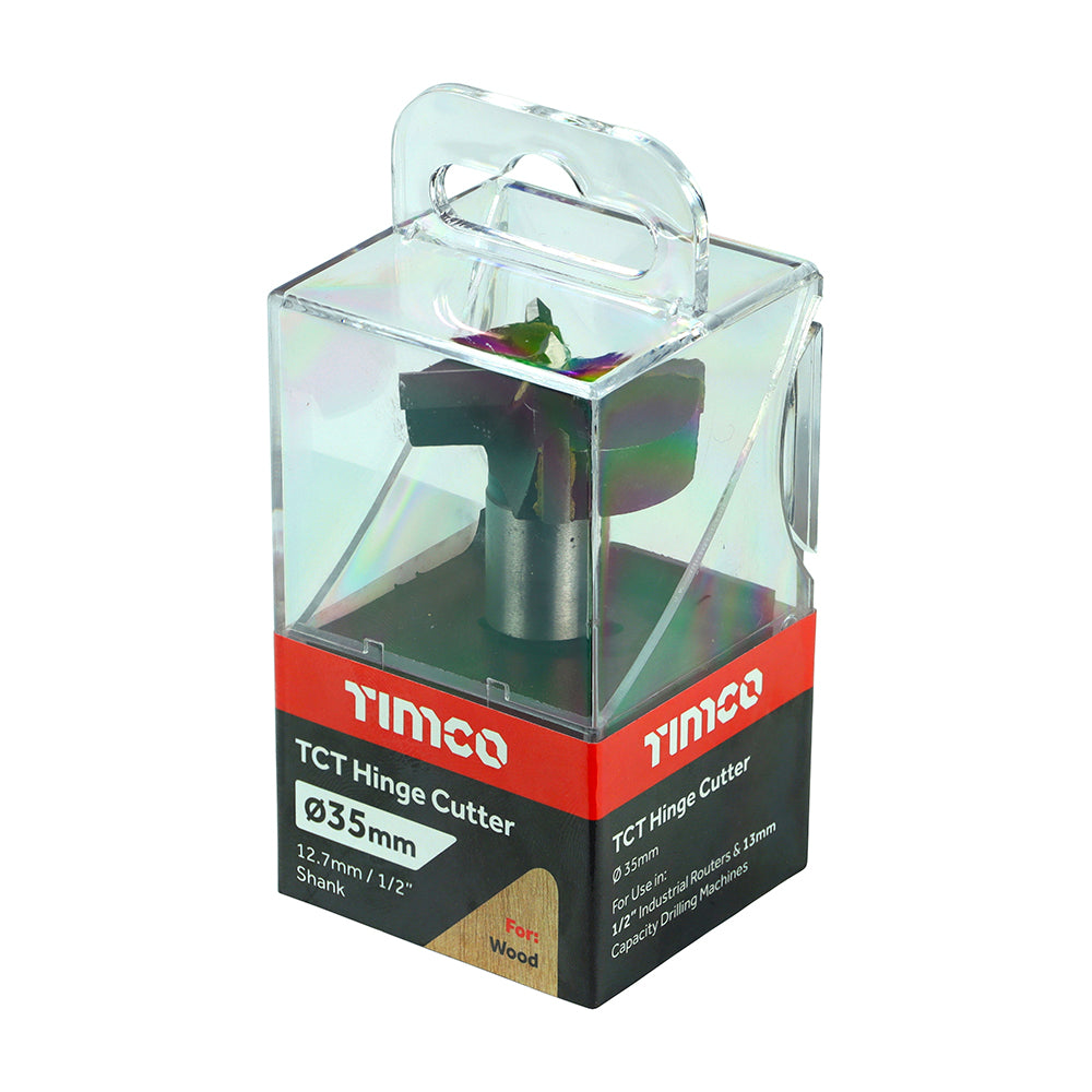 This is an image showing TIMCO TCT Hinge Cutter - 35mm - 1 Each Case available from T.H Wiggans Ironmongery in Kendal, quick delivery at discounted prices.
