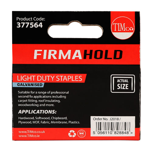 This is an image showing TIMCO Light Duty Staples - Chisel Point - Galvanised  - 8mm - 1000 Pieces Box available from T.H Wiggans Ironmongery in Kendal, quick delivery at discounted prices.