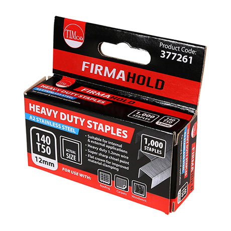 This is an image showing TIMCO Heavy Duty Staples - Chisel Point - A2 Stainless Steel - 8mm - 1000 Pieces Box available from T.H Wiggans Ironmongery in Kendal, quick delivery at discounted prices.