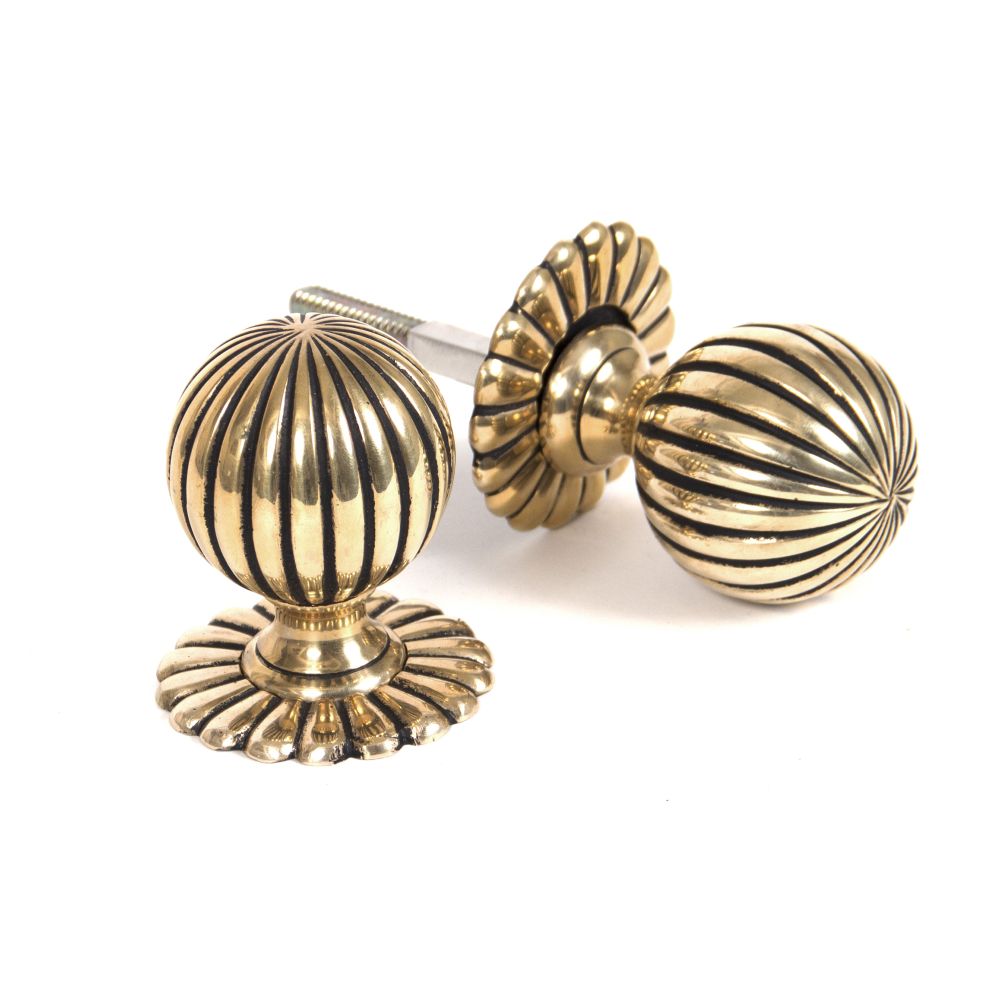 This is an image of From The Anvil - Aged Brass Flower Mortice/Rim Knob Set available to order from T.H Wiggans Architectural Ironmongery in Kendal, quick delivery and discounted prices.