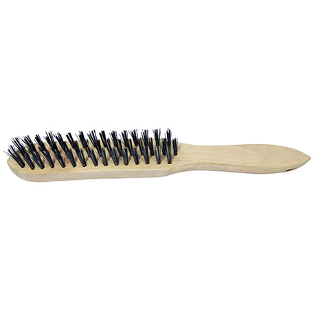 This is an image showing TIMCO Wooden Handle Scratch Brush - Stainless Steel - 3 Rows - 1 Each Unit available from T.H Wiggans Ironmongery in Kendal, quick delivery at discounted prices.