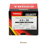 This is an image showing TIMCO Velocity Premium Multi-Use Screws - PZ - Double Countersunk - Yellow - 4.0 x 30 - 1000 Pieces Box available from T.H Wiggans Ironmongery in Kendal, quick delivery at discounted prices.