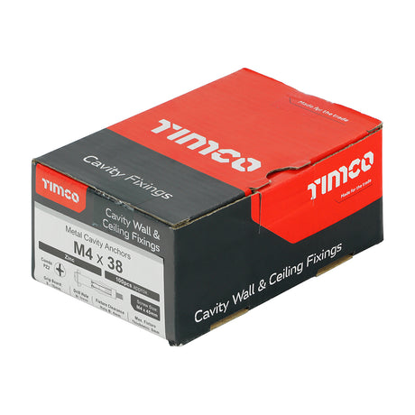 This is an image showing TIMCO Metal Cavity Anchors - Zinc - M4 x 38 (45mm Screw) - 100 Pieces Box available from T.H Wiggans Ironmongery in Kendal, quick delivery at discounted prices.