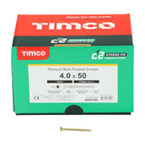 This is an image showing TIMCO C2 Strong-Fix - PZ - Double Countersunk - Twin-Cut - Yellow - 4.0 x 50 - 1000 Pieces Box available from T.H Wiggans Ironmongery in Kendal, quick delivery at discounted prices.