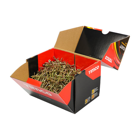 This is an image showing TIMCO Velocity Premium Multi-Use Screws - PZ - Double Countersunk - Yellow - 4.0 x 50 - 1000 Pieces Box available from T.H Wiggans Ironmongery in Kendal, quick delivery at discounted prices.
