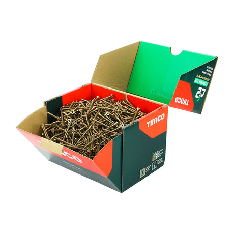 This is an image showing TIMCO C2 Strong-Fix - PZ - Double Countersunk - Twin-Cut - Yellow - 4.0 x 60 - 1000 Pieces Box available from T.H Wiggans Ironmongery in Kendal, quick delivery at discounted prices.