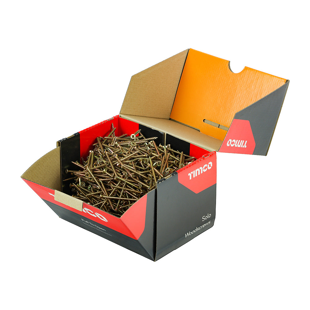 This is an image showing TIMCO Solo Chipboard & Woodscrews - Industry Pack - PZ - Double Countersunk - Yellow - 4.0 x 60 - 1000 Pieces Box available from T.H Wiggans Ironmongery in Kendal, quick delivery at discounted prices.