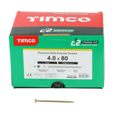 This is an image showing TIMCO C2 Strong-Fix - PZ - Double Countersunk - Twin-Cut - Yellow - 4.0 x 80 - 1000 Pieces Box available from T.H Wiggans Ironmongery in Kendal, quick delivery at discounted prices.