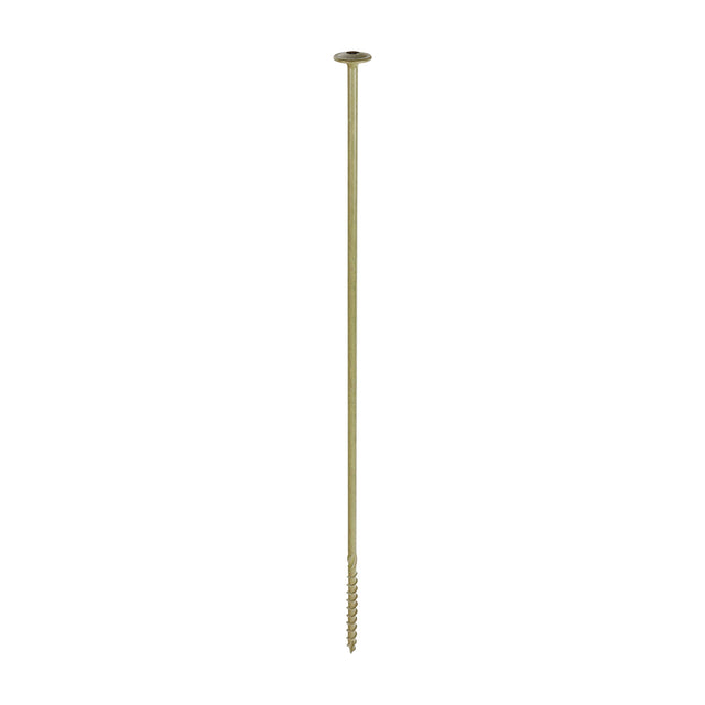 This is an image showing TIMCO Timber Frame Construction & Landscaping Screws - Wafer - Exterior - Green Organic - 8.0 x 400 - 25 Pieces Box available from T.H Wiggans Ironmongery in Kendal, quick delivery at discounted prices.