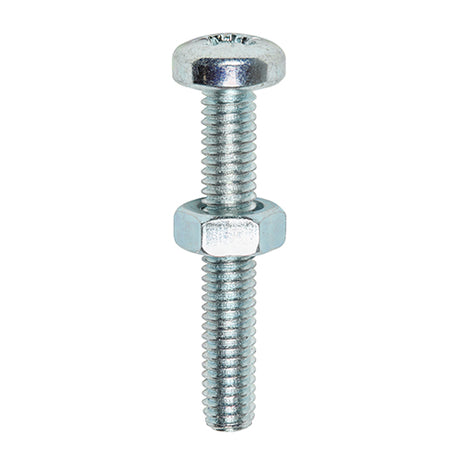 This is an image showing TIMCO Machine Screws - PZ - Pan & Hex Nuts - Zinc - M4 x 12 - 40 Pieces TIMpac available from T.H Wiggans Ironmongery in Kendal, quick delivery at discounted prices.