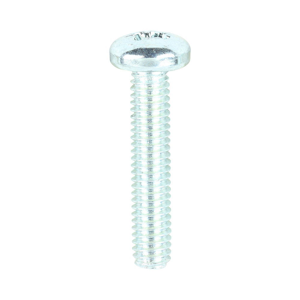 This is an image showing TIMCO Metric Threaded Machine Screws - PZ - Pan Head - Zinc - M4 x 20 - 100 Pieces Box available from T.H Wiggans Ironmongery in Kendal, quick delivery at discounted prices.