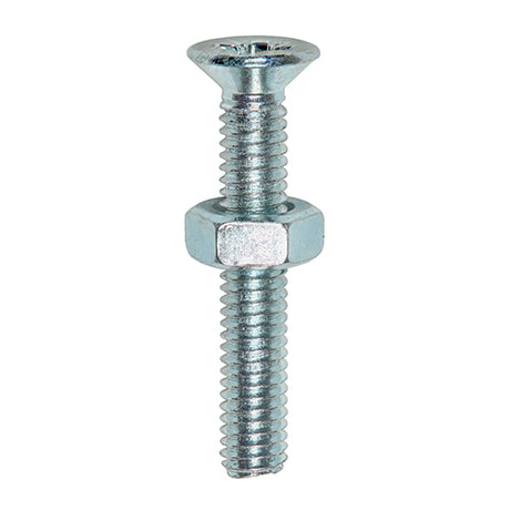 This is an image showing TIMCO Machine Screws - PZ - Countersunk & Hex Nuts - Zinc - M4 x 25 - 30 Pieces TIMpac available from T.H Wiggans Ironmongery in Kendal, quick delivery at discounted prices.