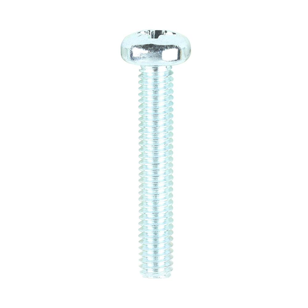 This is an image showing TIMCO Metric Threaded Machine Screws - PZ - Pan Head - Zinc - M4 x 25 - 100 Pieces Box available from T.H Wiggans Ironmongery in Kendal, quick delivery at discounted prices.