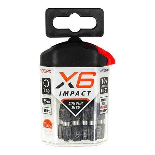 This is an image showing TIMCO Impact Driver Bits - TX - TX40 x 25 - 10 Pieces Handy Bit Pack available from T.H Wiggans Ironmongery in Kendal, quick delivery at discounted prices.