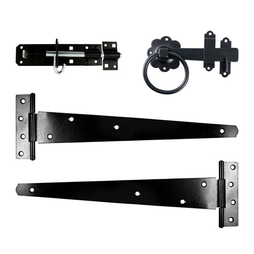 This is an image showing TIMCO Side Gate Kit - Ring Latch - Black - 18" - 1 Each TIMbag available from T.H Wiggans Ironmongery in Kendal, quick delivery at discounted prices.