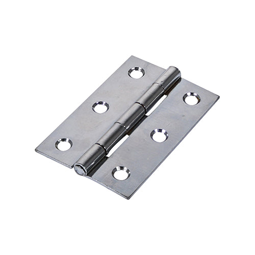 This is an image showing TIMCO Plain Butt Hinge - Fixed Pin (1838) - Polished Chrome - 100 x 70 - 2 Pieces Plain Bag available from T.H Wiggans Ironmongery in Kendal, quick delivery at discounted prices.