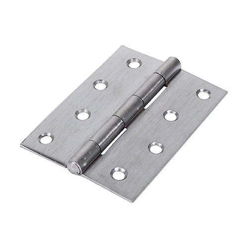 This is an image showing TIMCO Plain Butt Hinge - Fixed Pin (1838) - Satin Chrome - 100 x 70 - 2 Pieces Plain Bag available from T.H Wiggans Ironmongery in Kendal, quick delivery at discounted prices.