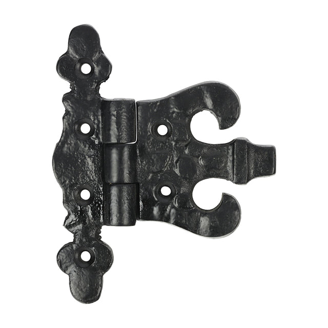 This is an image showing TIMCO Pair of Unequal Hinges - Antique Black - 85mm - 2 Pieces Bag available from T.H Wiggans Ironmongery in Kendal, quick delivery at discounted prices.