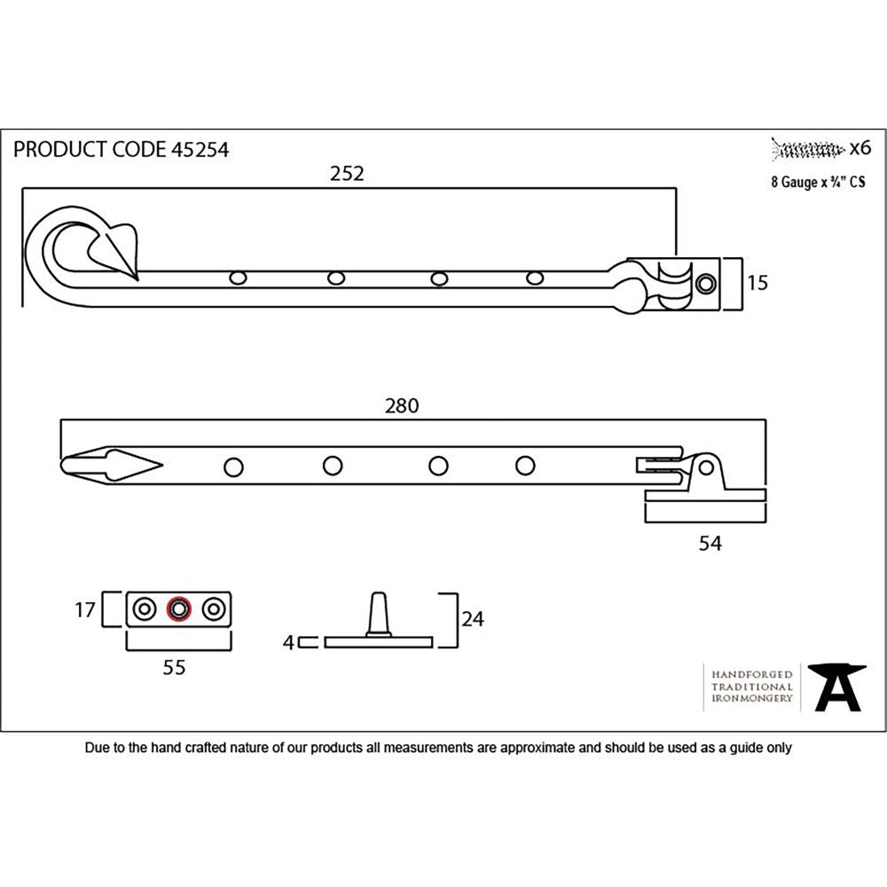 This is an image showing From The Anvil - Pewter 10" Shropshire Window Stay available from T.H Wiggans Architectural Ironmongery in Kendal, quick delivery and discounted prices