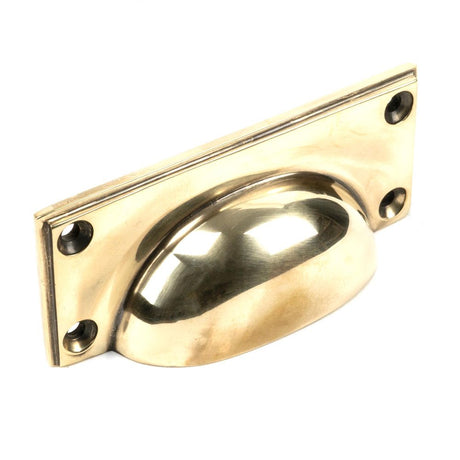 This is an image showing From The Anvil - Aged Brass Art Deco Drawer Pull available from T.H Wiggans Architectural Ironmongery in Kendal, quick delivery and discounted prices