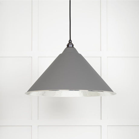 This is an image showing From The Anvil - Hammered Nickel Hockley Pendant in Bluff available from T.H Wiggans Architectural Ironmongery in Kendal, quick delivery and discounted prices