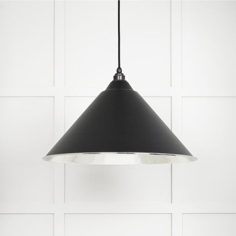 This is an image showing From The Anvil - Hammered Nickel Hockley Pendant in Elan Black available from T.H Wiggans Architectural Ironmongery in Kendal, quick delivery and discounted prices