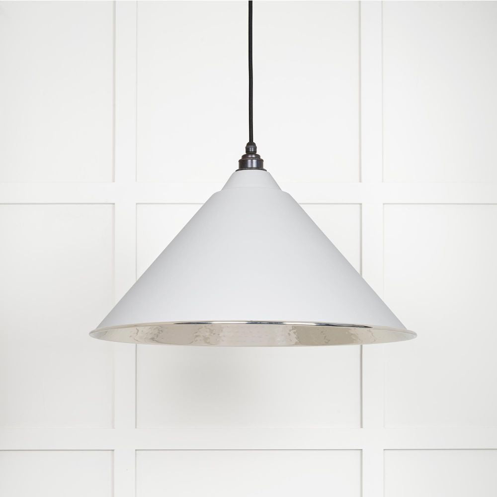 This is an image showing From The Anvil - Hammered Nickel Hockley Pendant in Flock available from T.H Wiggans Architectural Ironmongery in Kendal, quick delivery and discounted prices
