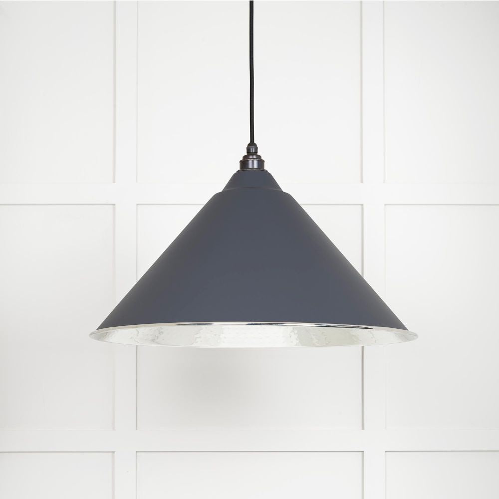 This is an image showing From The Anvil - Hammered Nickel Hockley Pendant in Slate available from T.H Wiggans Architectural Ironmongery in Kendal, quick delivery and discounted prices