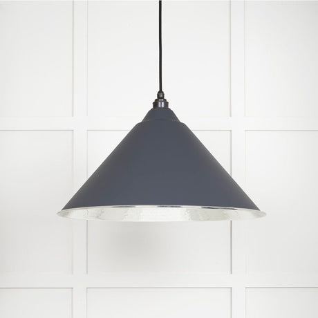 This is an image showing From The Anvil - Hammered Nickel Hockley Pendant in Slate available from T.H Wiggans Architectural Ironmongery in Kendal, quick delivery and discounted prices