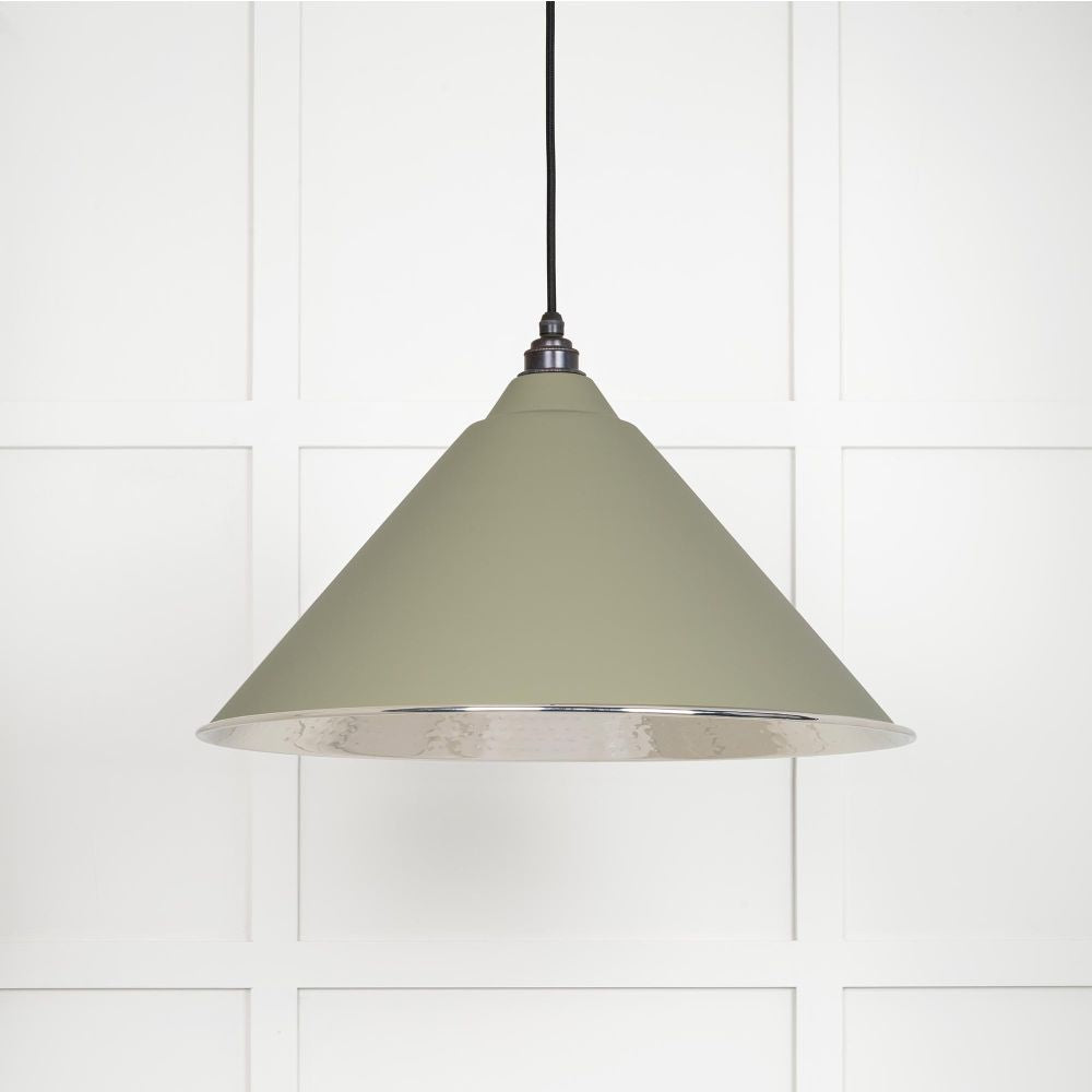 This is an image showing From The Anvil - Hammered Nickel Hockley Pendant in Tump available from T.H Wiggans Architectural Ironmongery in Kendal, quick delivery and discounted prices