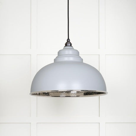 This is an image showing From The Anvil - Hammered Nickel Harborne Pendant in Birch available from T.H Wiggans Architectural Ironmongery in Kendal, quick delivery and discounted prices