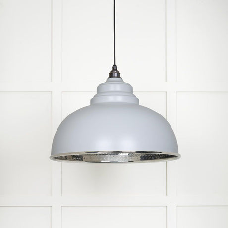This is an image showing From The Anvil - Hammered Nickel Harborne Pendant in Birch available from T.H Wiggans Architectural Ironmongery in Kendal, quick delivery and discounted prices