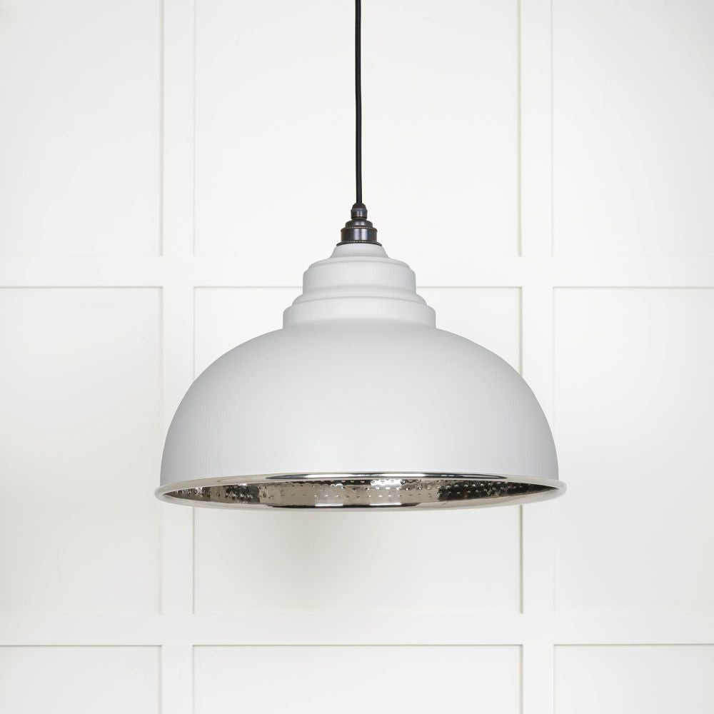 This is an image showing From The Anvil - Hammered Nickel Harborne Pendant in Flock available from T.H Wiggans Architectural Ironmongery in Kendal, quick delivery and discounted prices
