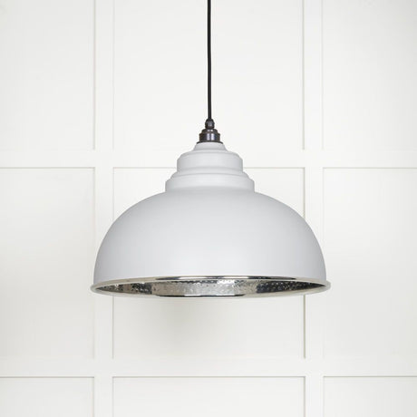 This is an image showing From The Anvil - Hammered Nickel Harborne Pendant in Flock available from T.H Wiggans Architectural Ironmongery in Kendal, quick delivery and discounted prices