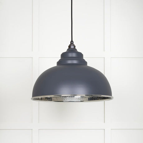 This is an image showing From The Anvil - Hammered Nickel Harborne Pendant in Slate available from T.H Wiggans Architectural Ironmongery in Kendal, quick delivery and discounted prices