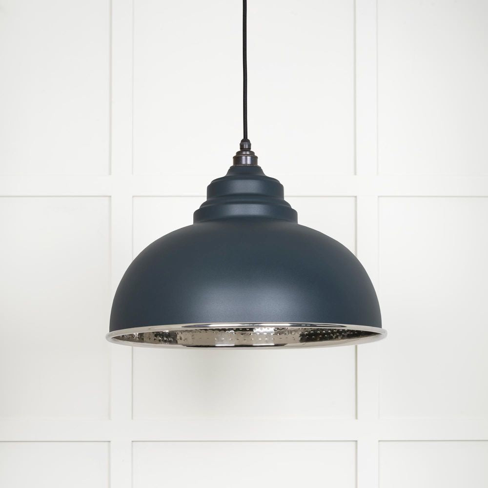 This is an image showing From The Anvil - Hammered Nickel Harborne Pendant in Soot available from T.H Wiggans Architectural Ironmongery in Kendal, quick delivery and discounted prices