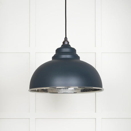 This is an image showing From The Anvil - Hammered Nickel Harborne Pendant in Soot available from T.H Wiggans Architectural Ironmongery in Kendal, quick delivery and discounted prices