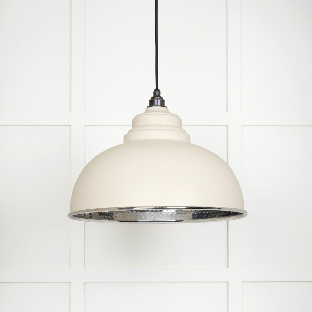 This is an image showing From The Anvil - Hammered Nickel Harborne Pendant in Teasel available from T.H Wiggans Architectural Ironmongery in Kendal, quick delivery and discounted prices