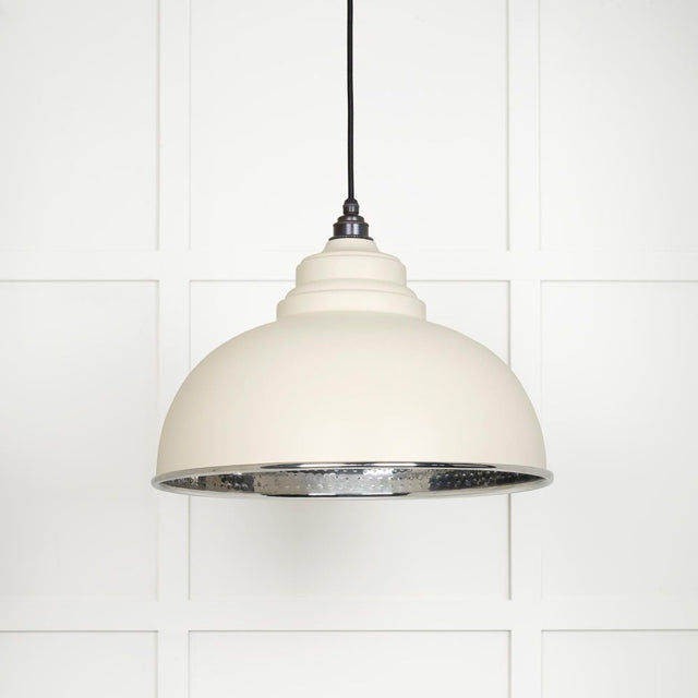 This is an image showing From The Anvil - Hammered Nickel Harborne Pendant in Teasel available from T.H Wiggans Architectural Ironmongery in Kendal, quick delivery and discounted prices
