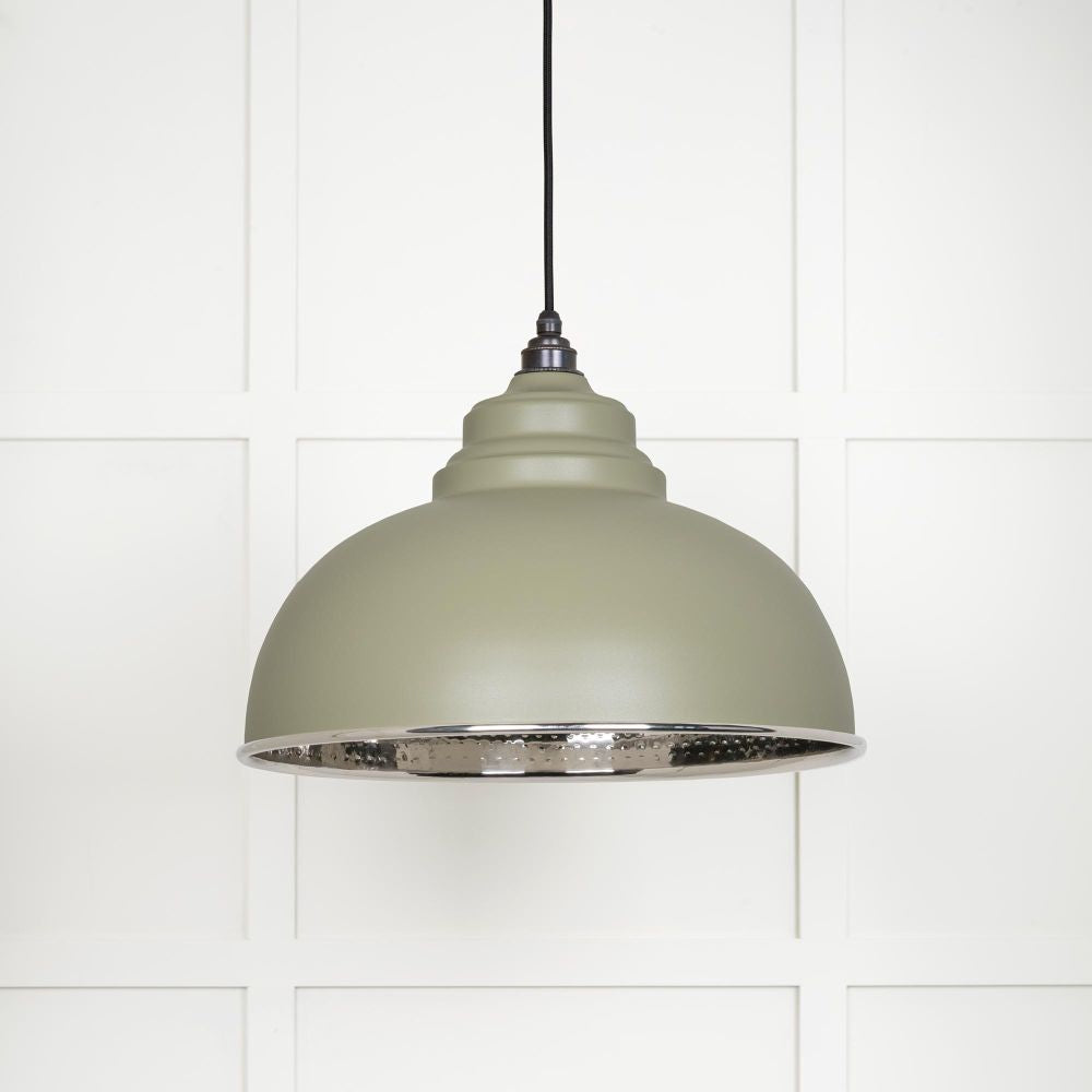 This is an image showing From The Anvil - Hammered Nickel Harborne Pendant in Tump available from T.H Wiggans Architectural Ironmongery in Kendal, quick delivery and discounted prices