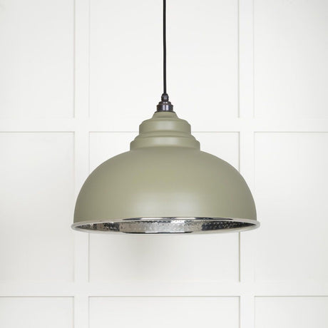 This is an image showing From The Anvil - Hammered Nickel Harborne Pendant in Tump available from T.H Wiggans Architectural Ironmongery in Kendal, quick delivery and discounted prices