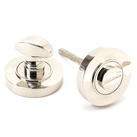 This is an image of From The Anvil - Polished Nickel Round Thumbturn Set (Plain) available to order from T.H Wiggans Architectural Ironmongery in Kendal, quick delivery and discounted prices.