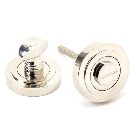 This is an image of From The Anvil - Polished Nickel Round Thumbturn Set (Art Deco) available to order from T.H Wiggans Architectural Ironmongery in Kendal, quick delivery and discounted prices.