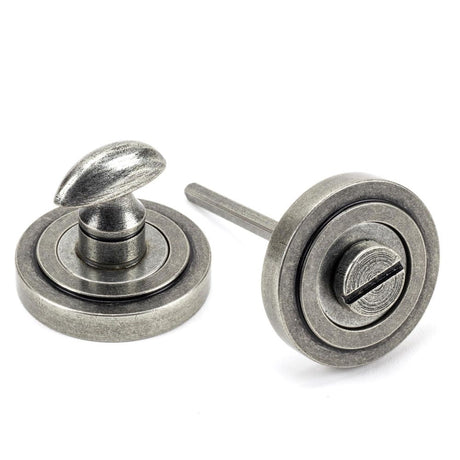 This is an image of From The Anvil - Pewter Round Thumbturn Set (Art Deco) available to order from T.H Wiggans Architectural Ironmongery in Kendal, quick delivery and discounted prices.