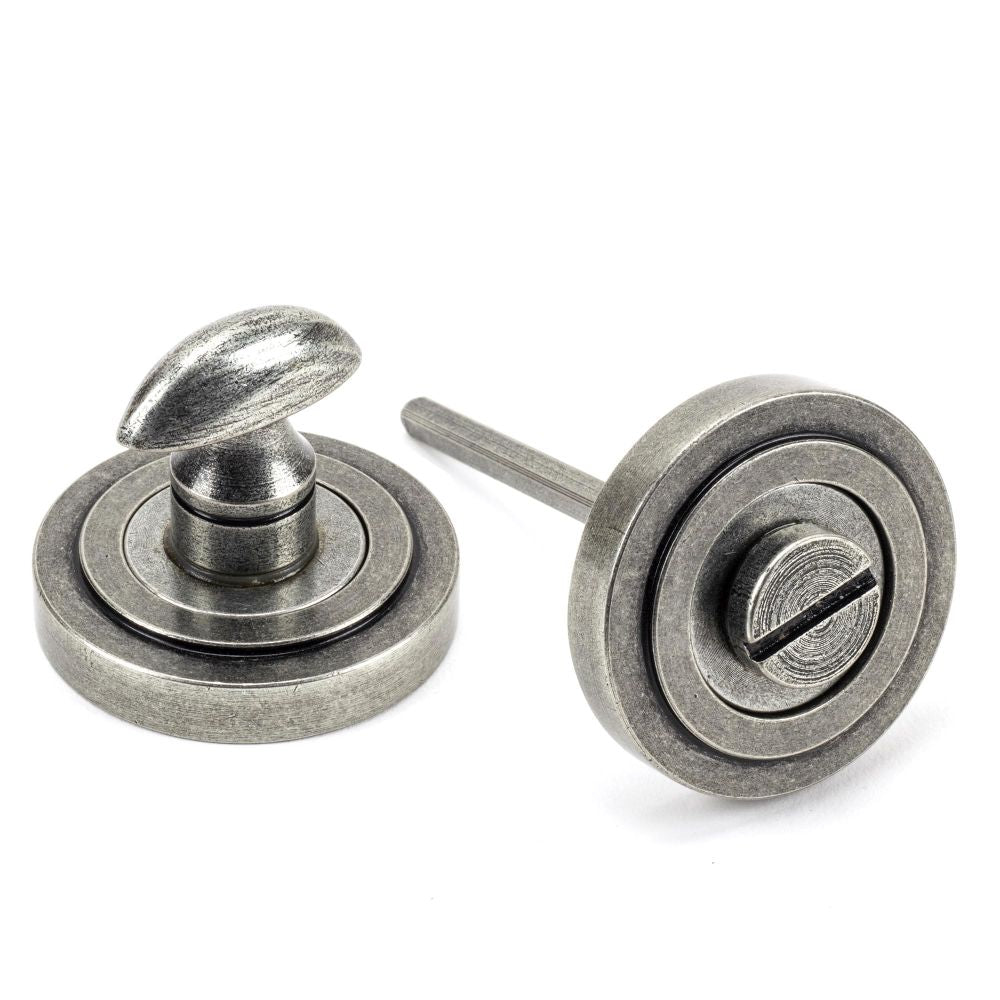 This is an image of From The Anvil - Pewter Round Thumbturn Set (Art Deco) available to order from T.H Wiggans Architectural Ironmongery in Kendal, quick delivery and discounted prices.