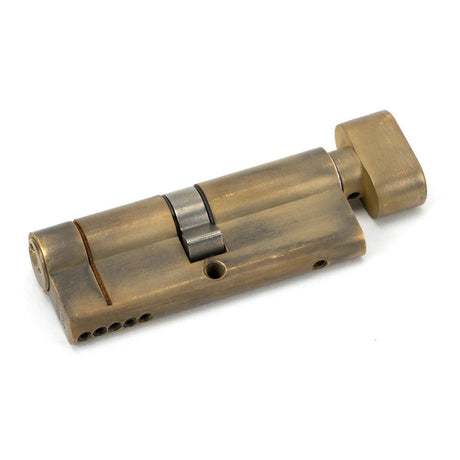 This is an image showing From The Anvil - Aged Brass 40/40 5pin Euro Cylinder/Thumbturn available from T.H Wiggans Architectural Ironmongery in Kendal, quick delivery and discounted prices