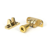 This is an image showing From The Anvil - Polished Brass Brompton Brighton Fastener (Radiused) available from T.H Wiggans Architectural Ironmongery in Kendal, quick delivery and discounted prices