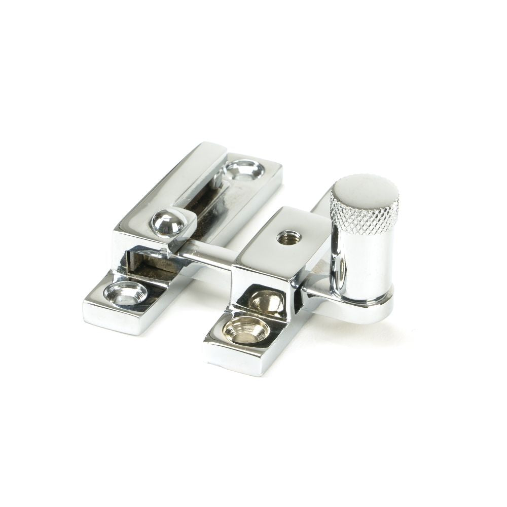 This is an image showing From The Anvil - Polished Chrome Brompton Quadrant Fastener - Narrow available from T.H Wiggans Architectural Ironmongery in Kendal, quick delivery and discounted prices
