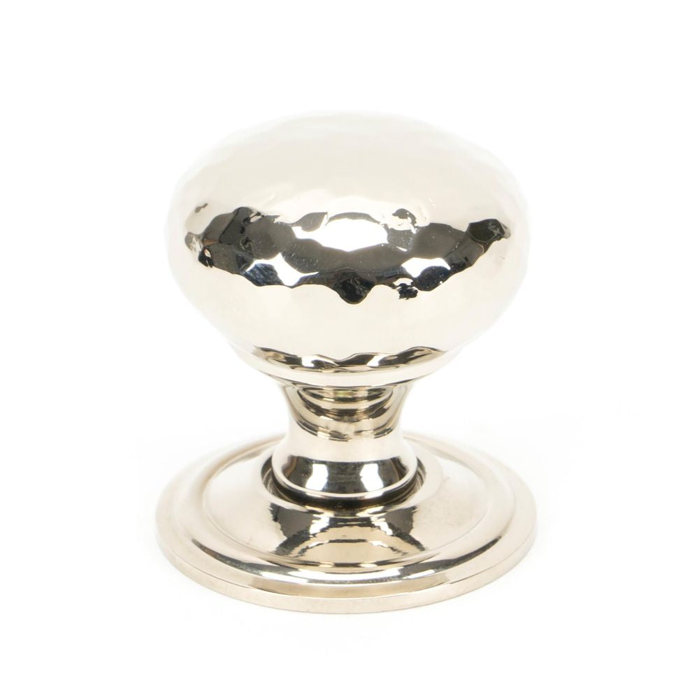 This is an image showing From The Anvil - Polished Nickel Hammered Mushroom Cabinet Knob 32mm available from T.H Wiggans Architectural Ironmongery in Kendal, quick delivery and discounted prices