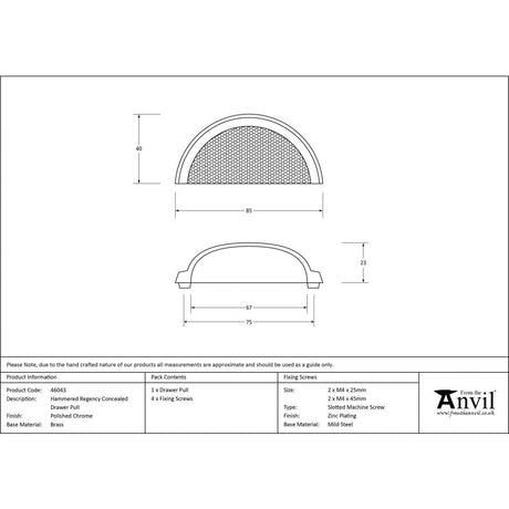 This is an image showing From The Anvil - Polished Chrome Hammered Regency Concealed Drawer Pull available from trade door handles, quick delivery and discounted prices